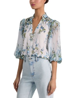 Ilan Pleated Blouson Sleeve Top