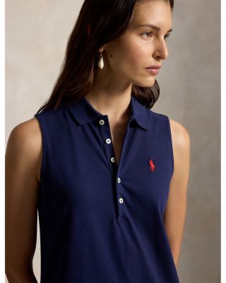 Stretch Cotton Sleeveless Polo Dress
