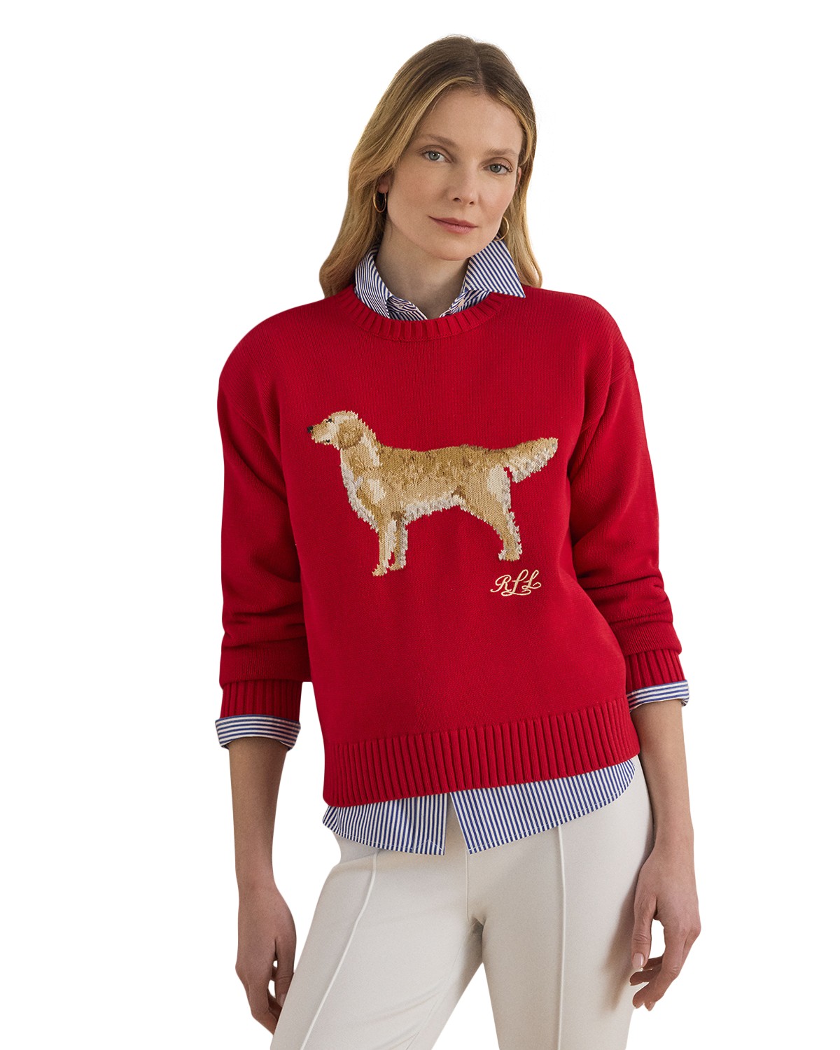 Intarsia Knit Golden Retriever Sweater