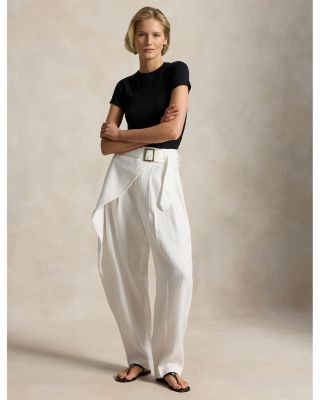 Linen Tapered Wrap Pants