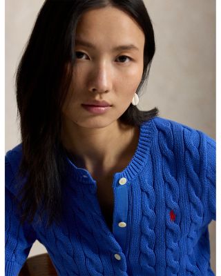 Cable Knit Cotton Short Sleeve Cardigan