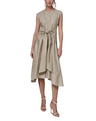 Embroidered Cap Sleeve Belt Dress