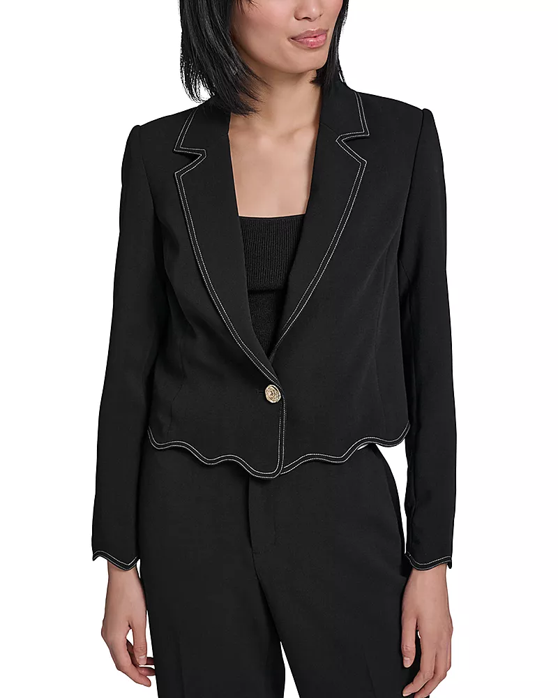 Karl Lagerfeld Paris Cropped Scalloped Jacket