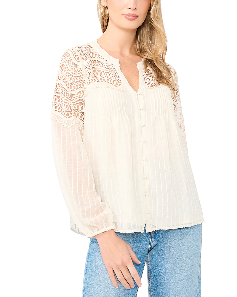 Vince Camuto Split Neck Button Front Blouse