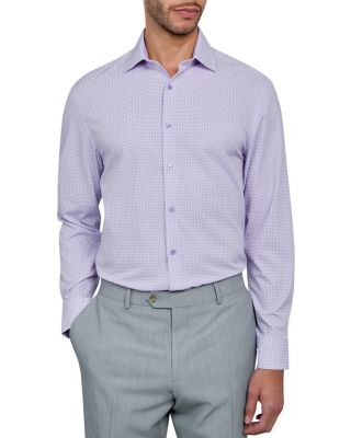 Wrk Slim Fit Flower Geo Performance Dress Shirt In Silver