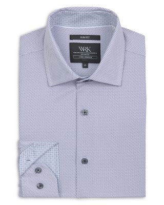 Slim Fit Broken Stripe Performance Dress Shirt