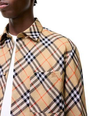 Burberry Relaxed Fit Check Linen Shirt