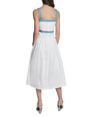 Poplin Mixed Media Tiered Midi Dress