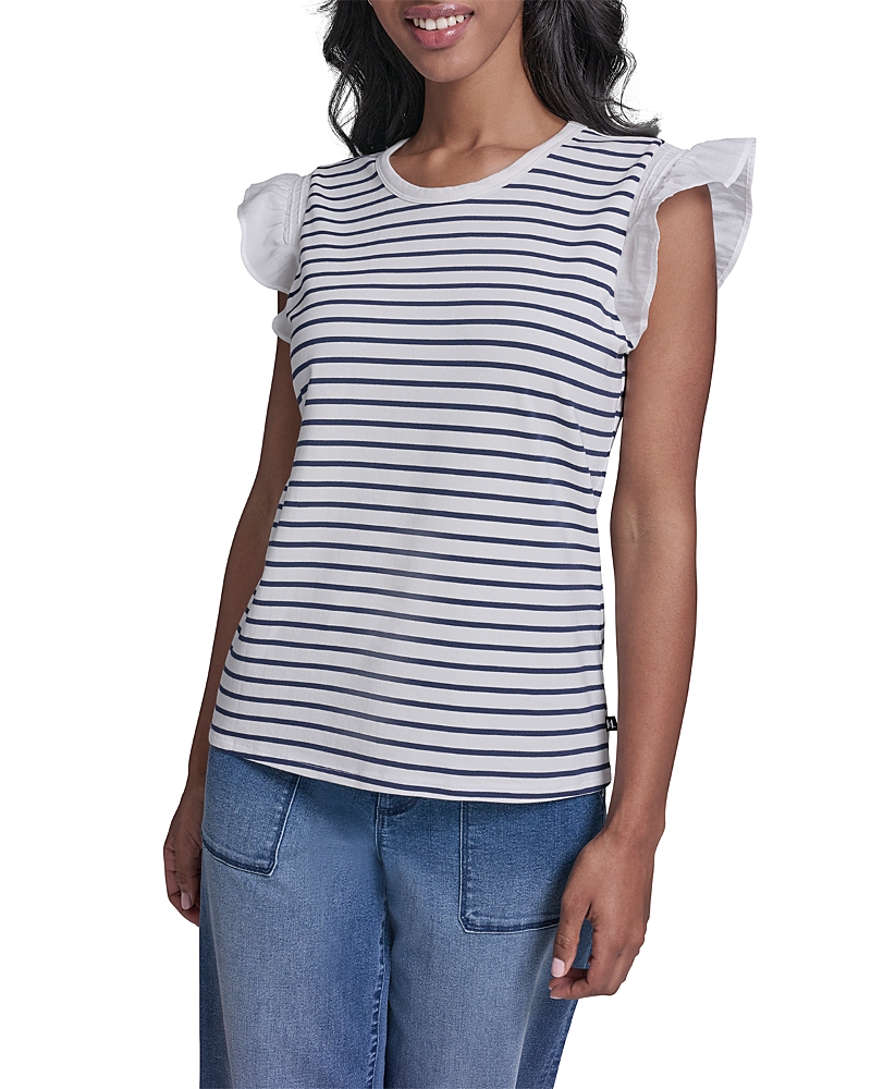 Karl Lagerfeld Paris Ruffled Striped Top