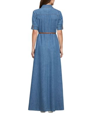 Short Sleeve Patch Pocket Maxi Shirt Dress