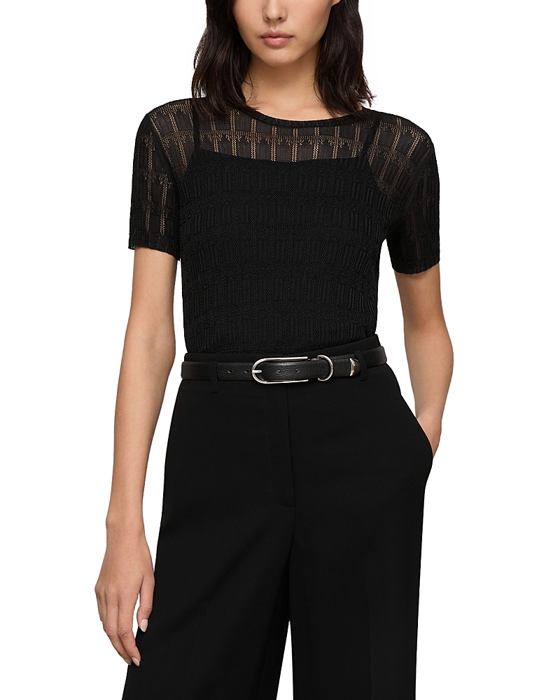 Lafayette 148 New York Lace Stitch Crewneck Sweater