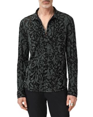 Florian Printed Pintuck Burnout Shirt