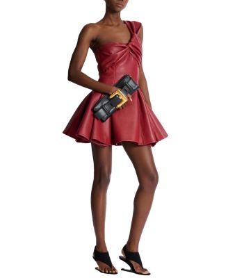 Smooth Leather One-Shoulder Dress