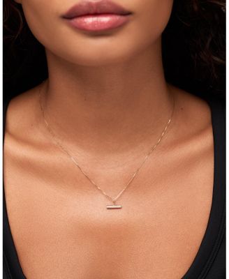 Solid Yellow Gold Lab-Grown Diamond Toggle Charm Necklace