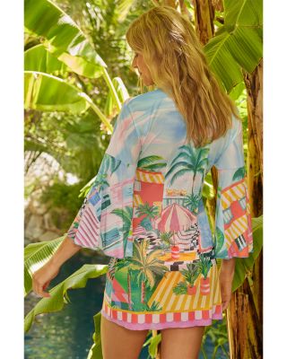 Miami Beach Tie Front Mesh Tunic