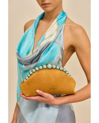 Una Suede & Stone Clutch 