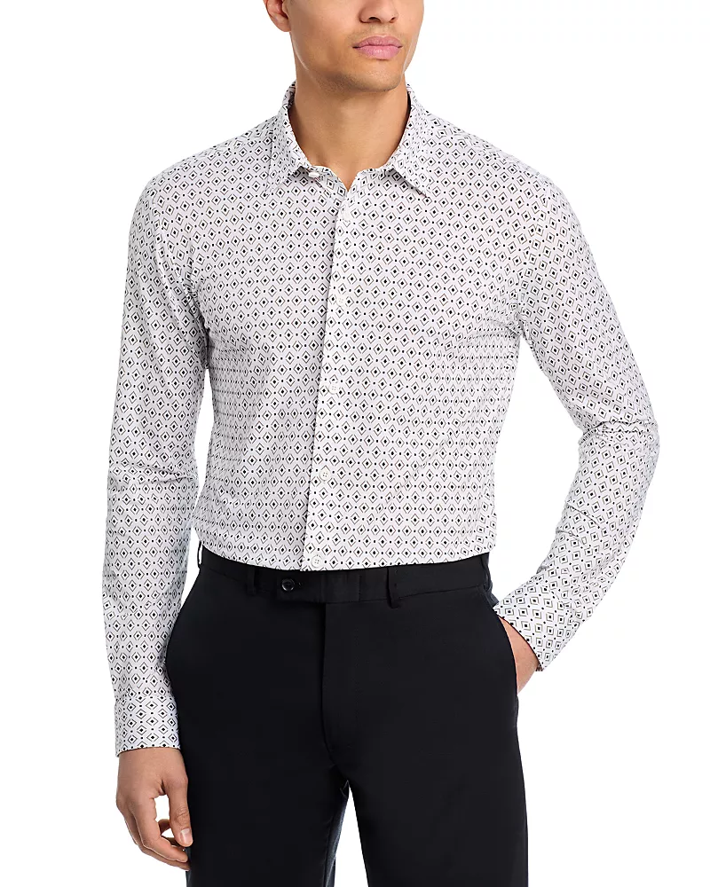 Boss Roan Kent Slim Fit Button-Front Performance Shirt