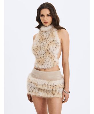  Sariah Suede Cheetah Low-Waisted Micro Skirt
