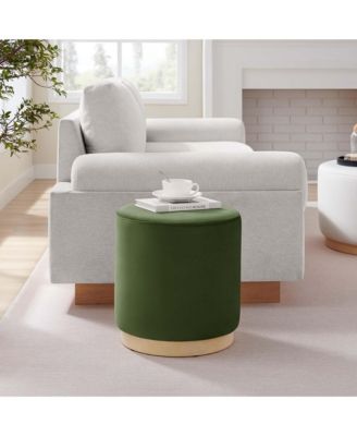 Tilden 16" Round Performance Velvet Upholstered Ottoman