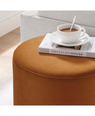 Tilden 16" Round Performance Velvet Upholstered Ottoman