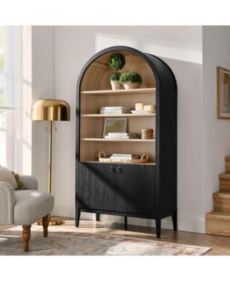 Nolan 74" Tall Wide Arched Storage Display Cabinet Bookshelf