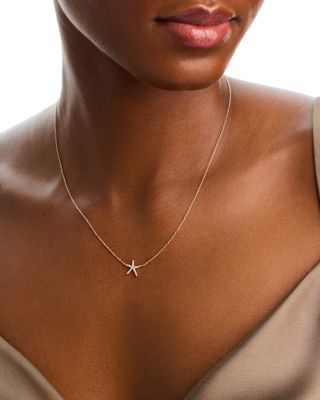 14K Yellow Gold Diamond Starfish Pendant Necklace - Exclusive