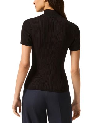 Ribbed Short Sleeve Turtleneck Top
