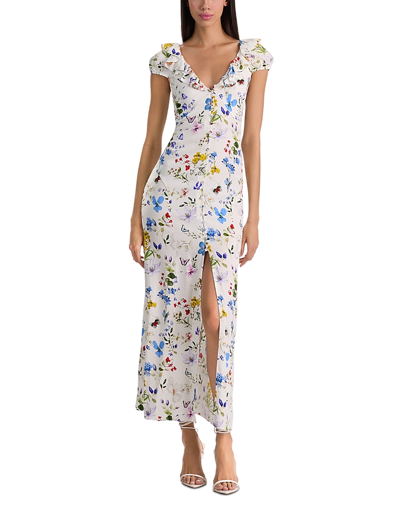 Alice and Olivia Tara Short Sleeve Ruffle A Line Dress