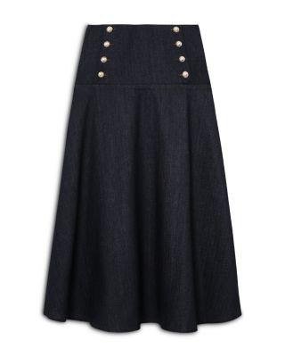 Button Detail Denim Skirt