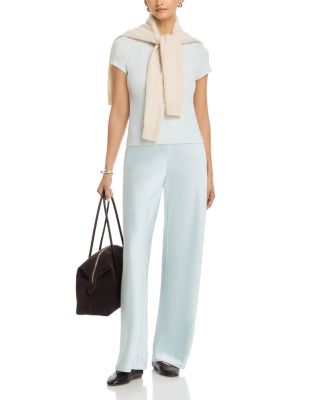 High Waist Wide Leg Satin Pants - Exclusive