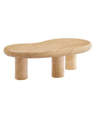 Elowen Indoor - Outdoor Patio Textured Faux Travertine Coffee Table