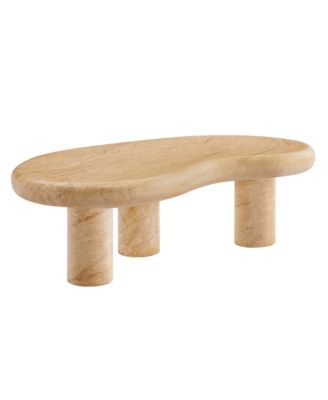 Elowen Indoor - Outdoor Patio Textured Faux Travertine Coffee Table