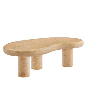 Elowen Indoor - Outdoor Patio Textured Faux Travertine Coffee Table