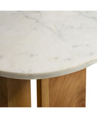 Tarin Acacia Wood and Marble Side Table