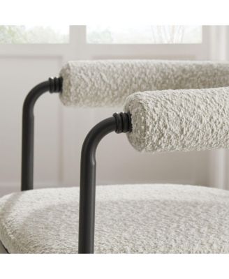 Turin Curved Back Boucle and Metal Dining Accent Chair