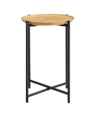 Xilo Round Wood and Metal Side Table