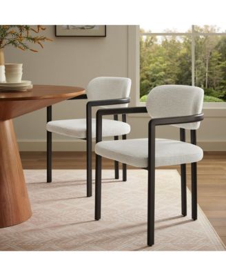 Elio Barrel Fabric and Metal Dining Chair