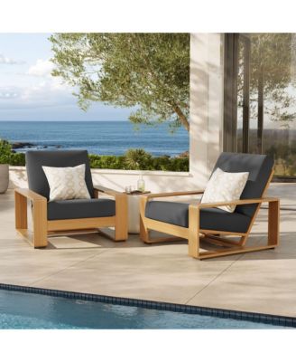 Lirienne Outdoor Patio Aluminum Faux Wood Armchairs, Set of 2