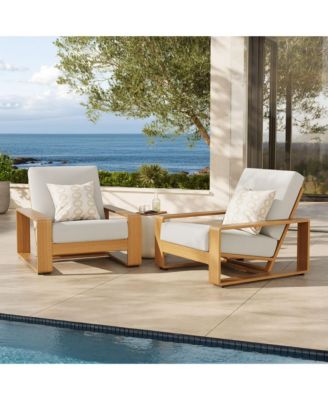 Lirienne Outdoor Patio Aluminum Faux Wood Armchairs, Set of 2