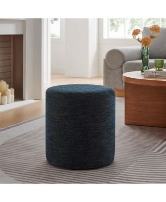 Callum 16" Round Woven Heathered Fabric Upholstered Ottoman