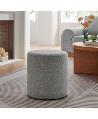 Callum 16" Round Woven Heathered Fabric Upholstered Ottoman