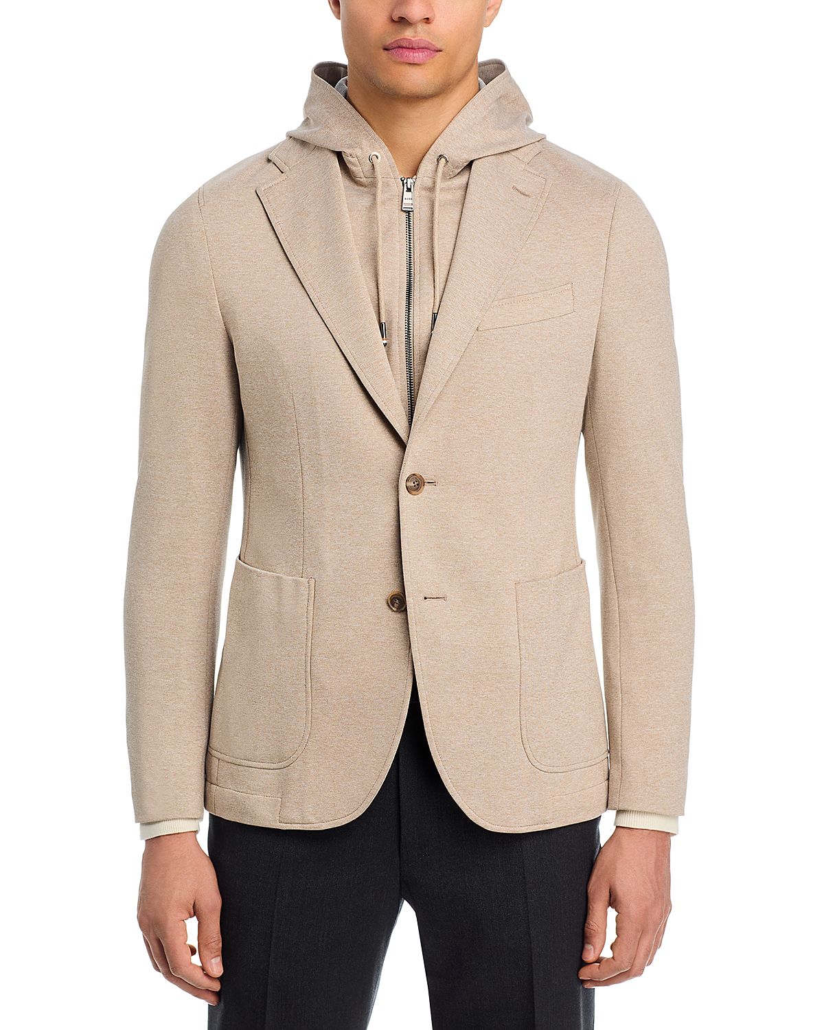 Boss Hanry Slim Fit Jersey Sport Coat with Removable Hood