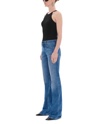Flora Mid Rise Flare Leg Jeans in Real Blue
