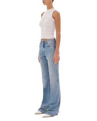 Flora Broken Mid Rise Flare Leg Jeans in Celestial