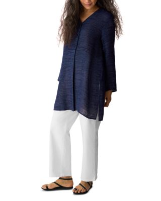Linen Gauze Strata V Neck Long Top 