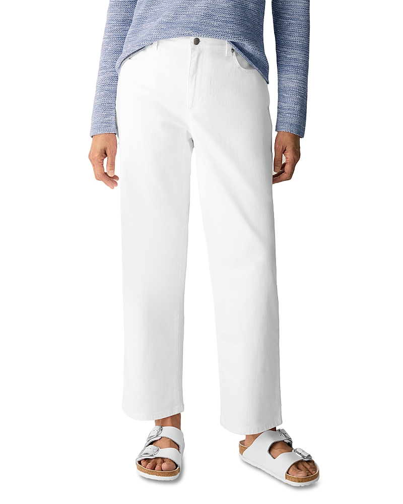 Eileen Fisher High Rise Straight Ankle Jeans in White