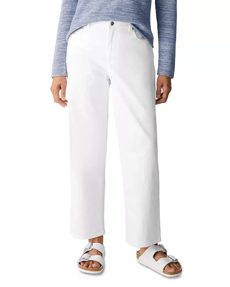 Eileen Fisher High Rise Straight Ankle Jeans in White