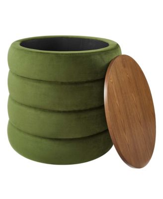Mezzo Round Performance Velvet Storage Ottoman