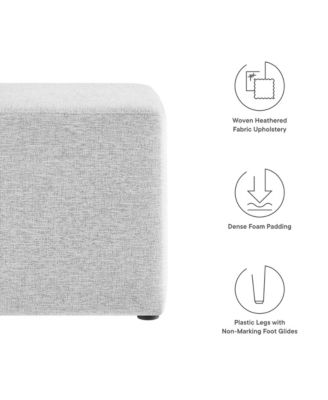  Callum 17" Square Woven Heathered Fabric Upholstered Ottoman