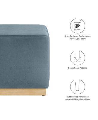  Tilden 17" Square Performance Velvet Upholstered Ottoman